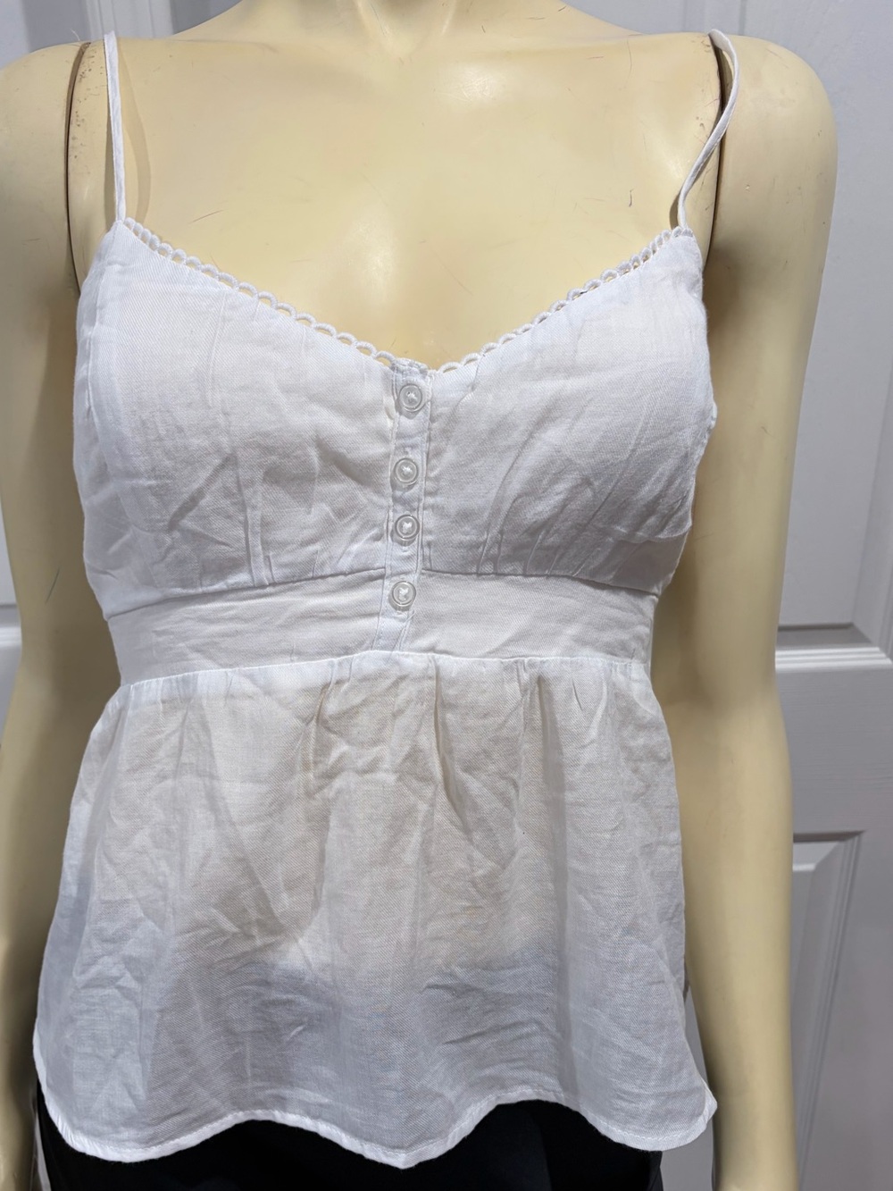 Hollister White Spaghetti Strap Button-Front Bustier Tank/ size small